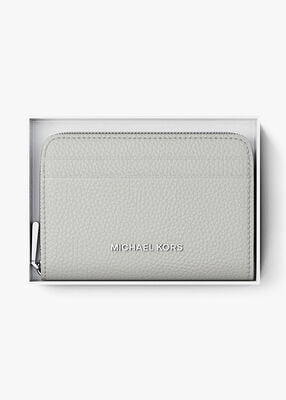 michael kors حافظة بطاقات  جيت سيت صغيرة من الجلد المحبب مزودة بسحّاب