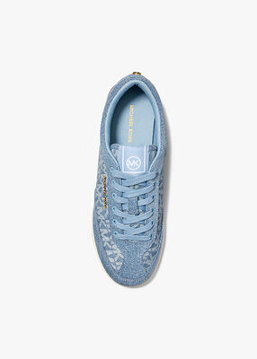 michael kors nolan signature logo print denim sneaker