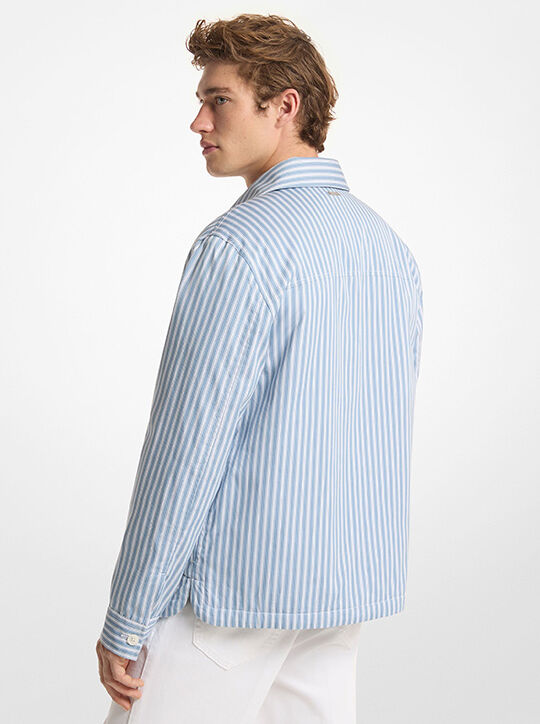 michael kors striped cotton poplin shirt jacket