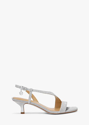 michael kors صندل جايدا بكعب شبكي لامع وسلسلة لامعة