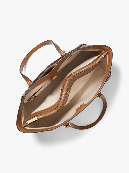 michael kors حقيبة تارين كبيرة من الجلد ومزينة بشعار الماركة