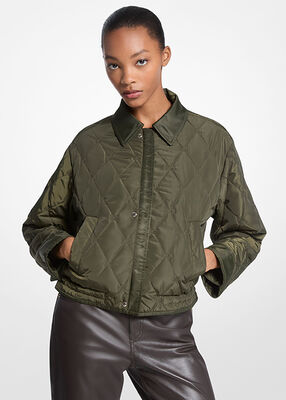 michael kors جاكيت بومبر قصيرة من النايلون قابلة للعكس