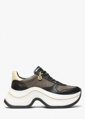 michael kors arla leather and suede trainer