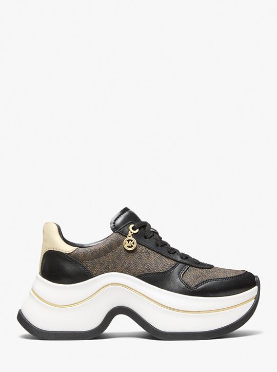michael kors arla leather and suede trainer