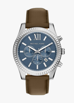 michael kors ساعة مايكل كورس ليكسينغتون كرونوغراف بسوار جلدي بني