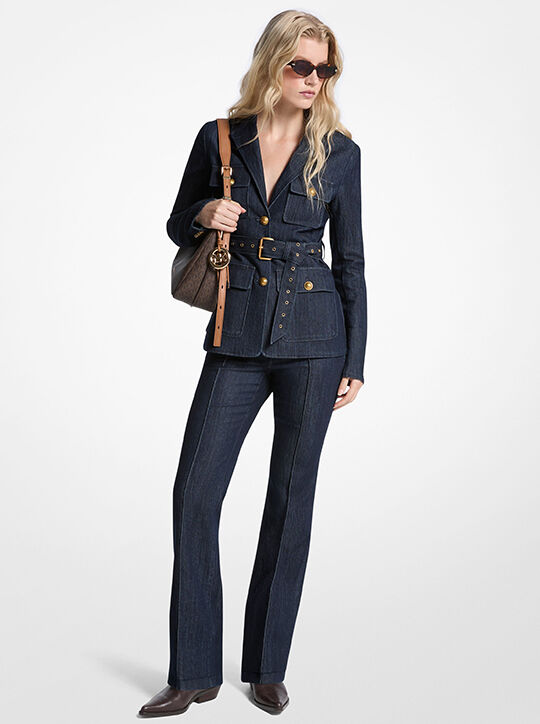michael kors belted denim blazer