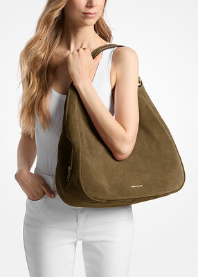 michael kors ellie large suede shoulder bag