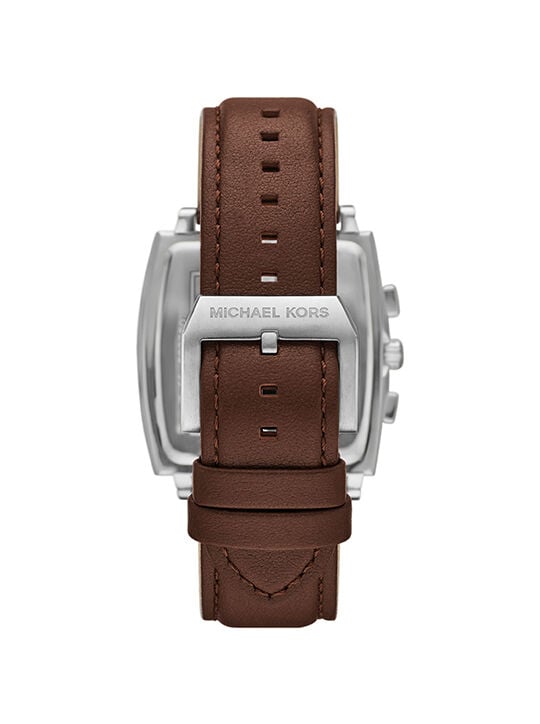 Oversized Rhys Silver-Tone and Leather Watch michael kors oversized rhys silver tone and leather watch