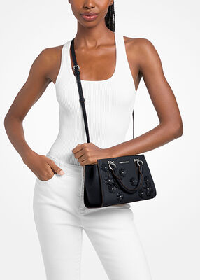 michael kors marilyn small floral embellished satchel