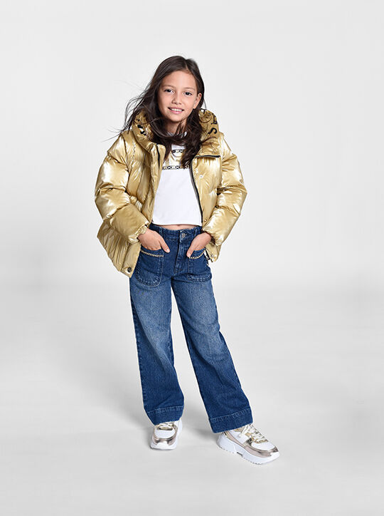 michael kors metallic quilted convertible puffer jacket