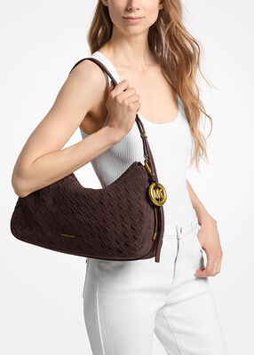 michael kors nolita medium hand woven suede shoulder bag
