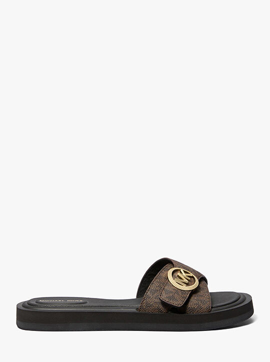 michael kors signature logo slide sandal