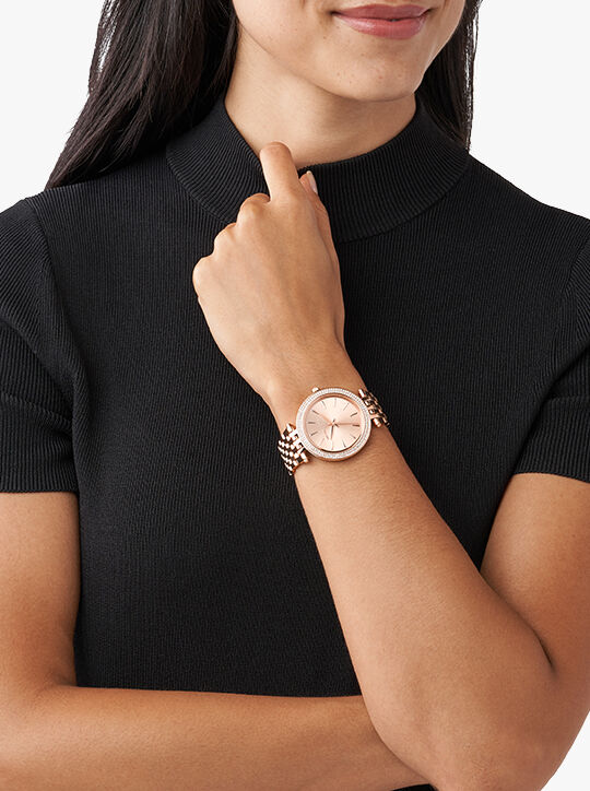 Michael Kors Rose Gold-Tone Glitz Darci Watch michael kors rose gold tone glitz darci watch