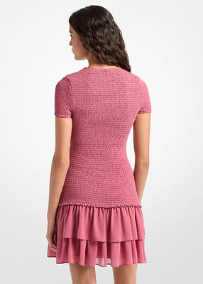 michael kors smocked georgette ruffle mini dress