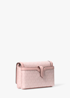 michael kors jet set small signature logo print woven smartphone crossbody bag