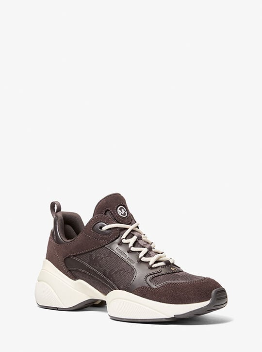 Bowie TK and Logo Jacquard Trainer michael kors bowie tk and logo jacquard trainer