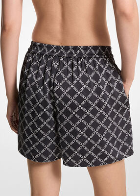 michael kors شورت الساتان إمباير بطبعة شعار الماركة