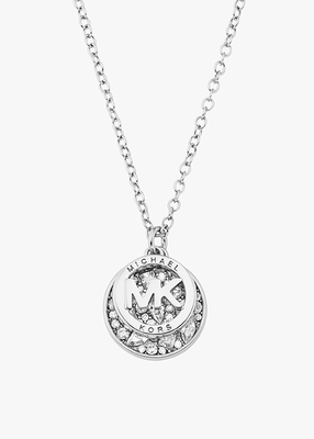 michael kors gold pave mk pendant necklace