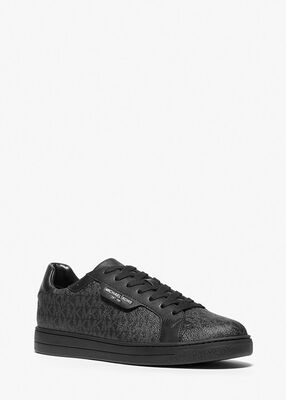 michael kors keating logo and leather sneaker