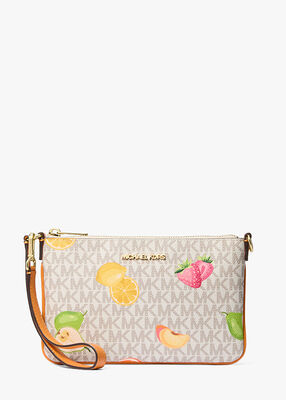 michael kors jet set travel small printed signature logo wristlet