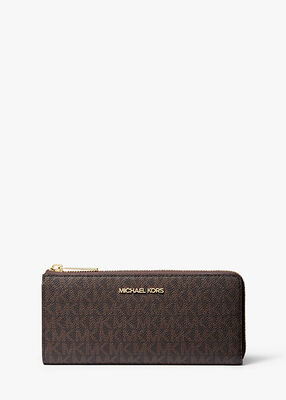 michael kors jet set travel large logo quarter zip wallet