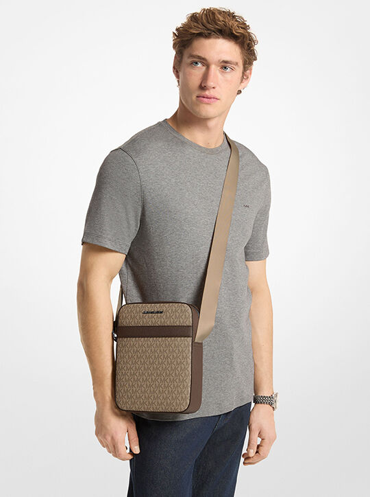 michael kors cooper signature logo flight bag