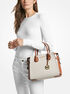 michael kors mercer medium logo and leather belted satchel