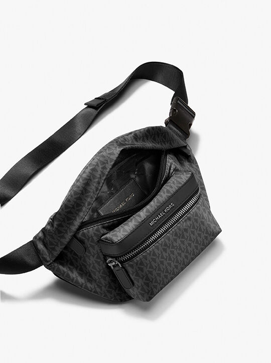 Signature Logo Print Woven Belt Bag michael kors signature logo print woven belt bag