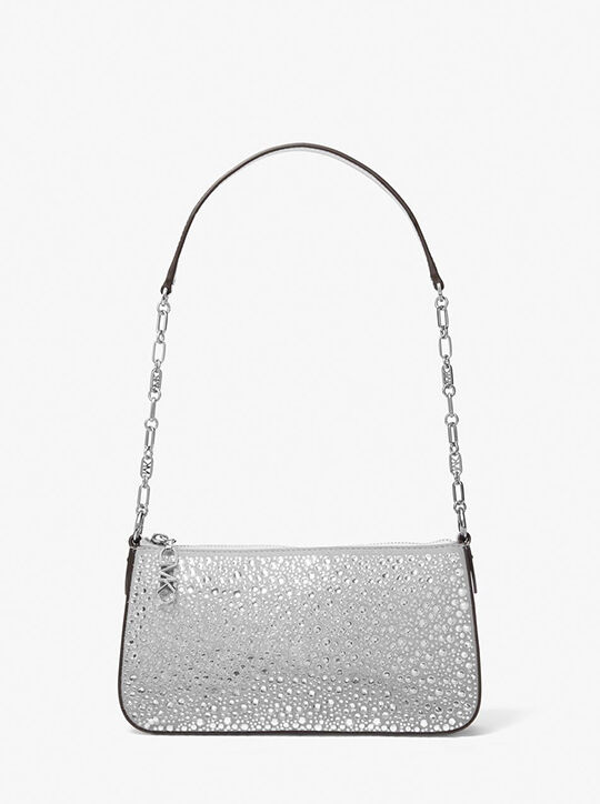 Empire Medium Embellished Suede Chain-Link Pochette michael kors empire medium embellished suede chain link pochette