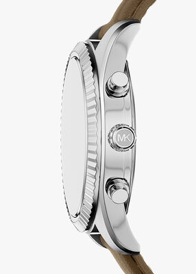michael kors ساعة مايكل كورس ليكسينغتون كرونوغراف بسوار جلدي بني
