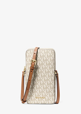 michael kors jet set small signature logo smartphone crossbody bag