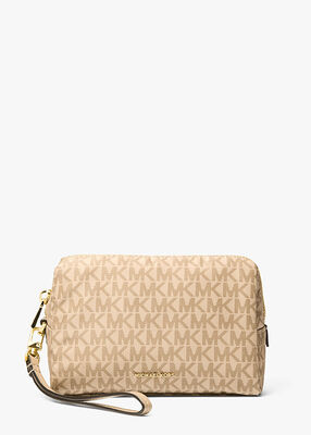 michael kors zadie small signature logo wristlet