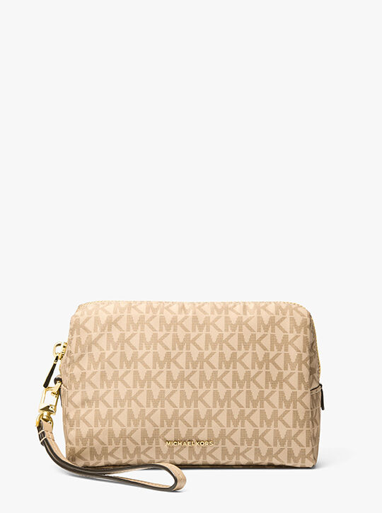 michael kors zadie small signature logo wristlet