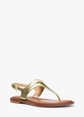 michael kors mandy metallic leather t strap sandal