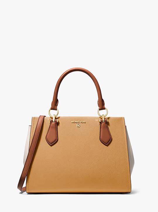 michael kors marilyn medium color block saffiano leather satchel