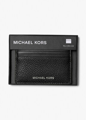 michael kors cooper pebbled leather tall card case