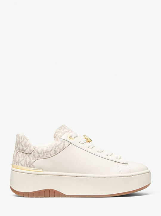 michael kors dottie leather and signature logo sneaker