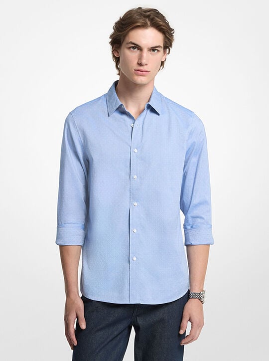 Classic-Fit Printed Cotton Blend Dobby Shirt michael kors classic fit printed cotton blend dobby shirt