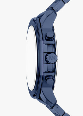 michael kors ساعة مايكل كورس بريسكوت كرونوغراف من الفولاذ المقاوم للصدأ الأزرق