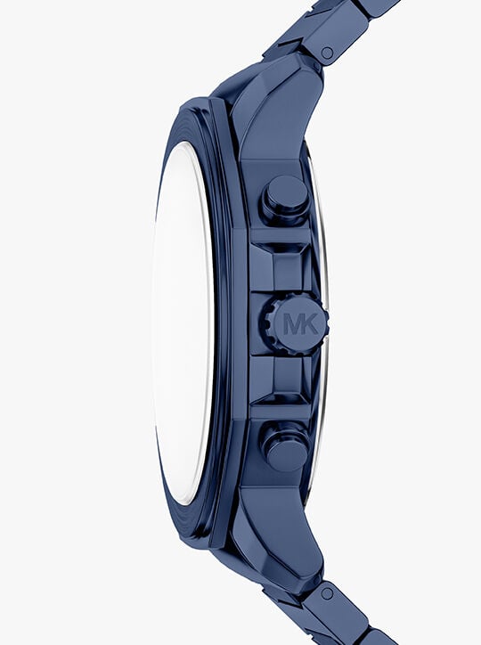 michael kors prescott chronograph blue stainless steel watch