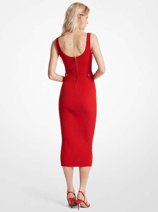 michael kors ribbed stretch knit midi dress