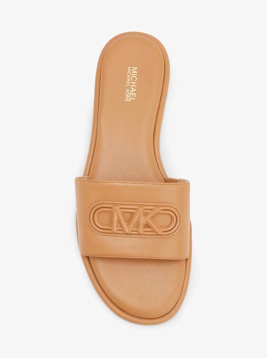 Saylor Embossed Leather Slide Sandal michael kors saylor embossed leather slide sandal