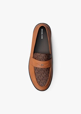 michael kors wesley leather and signature logo loafer
