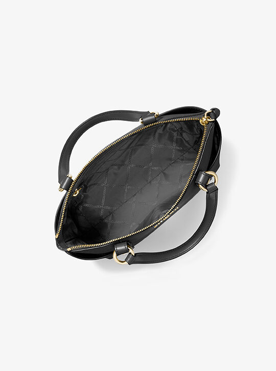 Sullivan Small Saffiano Leather Top-Zip Tote Bag, BLACK | Michael