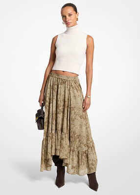michael kors floral print georgette high low skirt