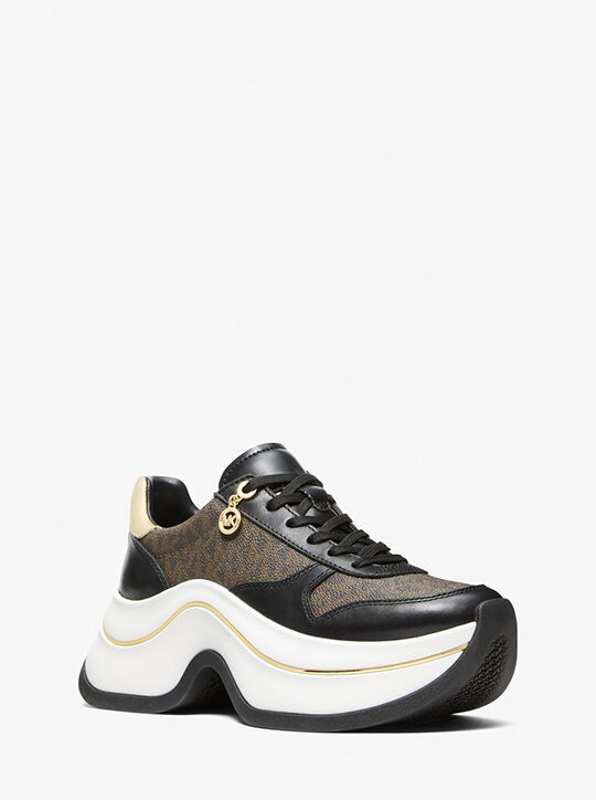 michael kors arla leather and suede trainer