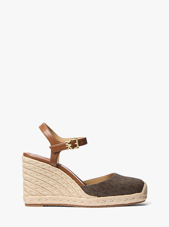michael kors kenzie signature logo espadrille wedge
