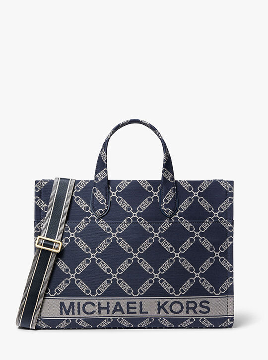 michael kors gigi large empire logo jacquard tote bag