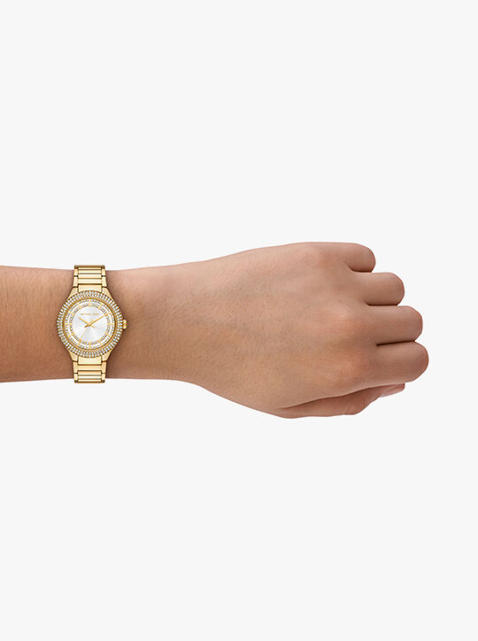michael kors sylvia three hand gold tone watch
