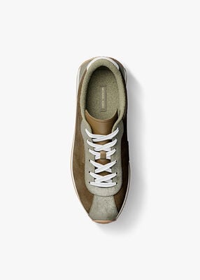 michael kors rhodes color block suede trainer